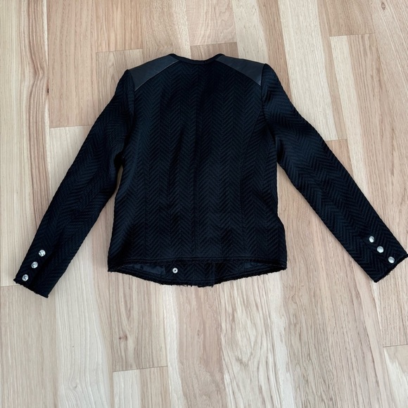 Iro Women's Size 1 Black Leather Shoulder Patches Phoebe Moto Jacket Jacket - Picture 13 of 14